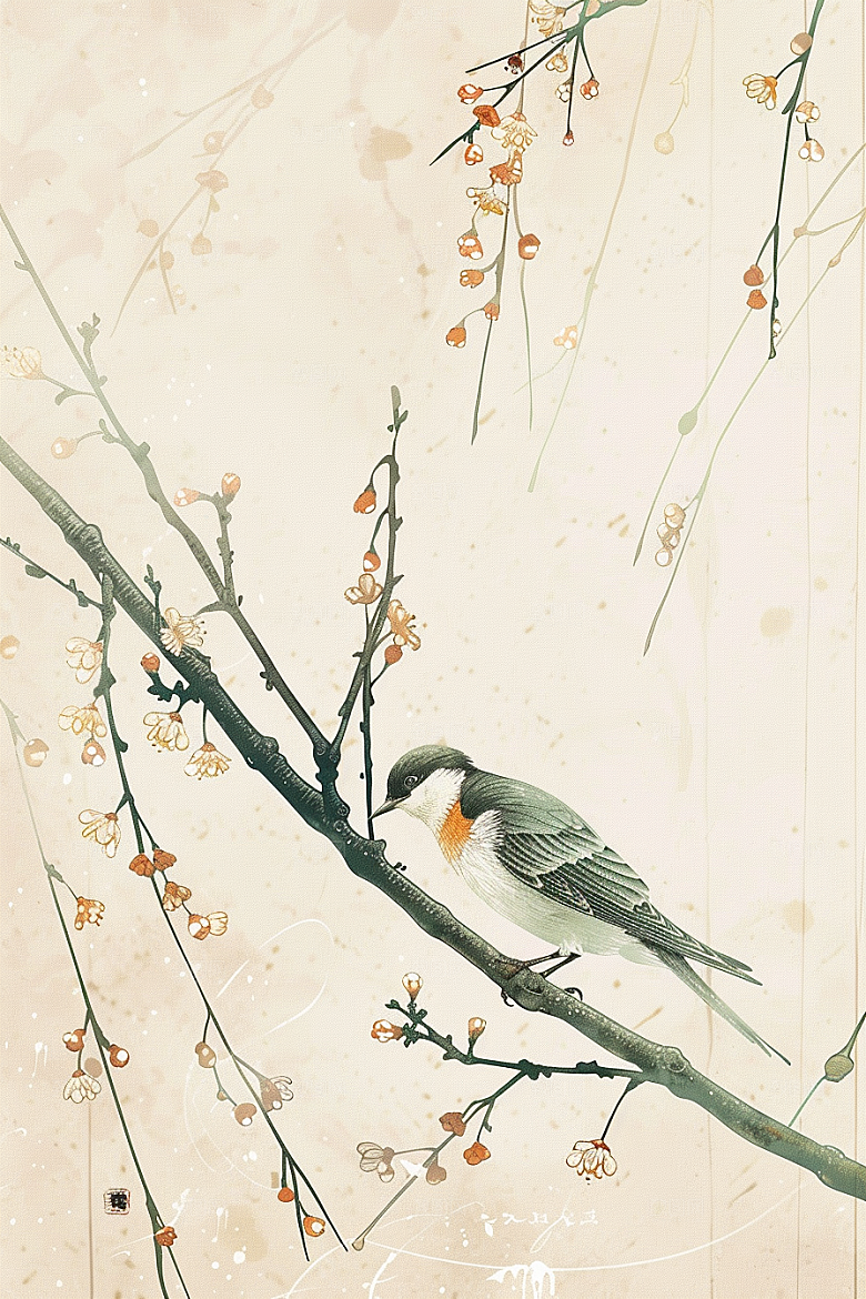 燕子中式笔墨插画