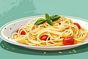 意大利面美食西餐插画