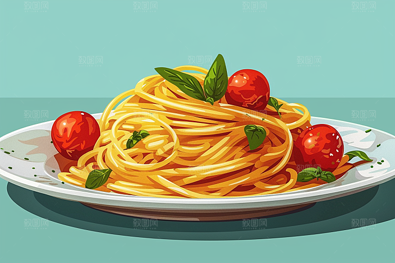 意大利面碳水美味插画