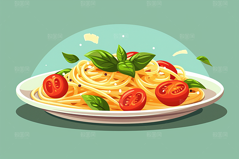 意大利面主食碳水插画