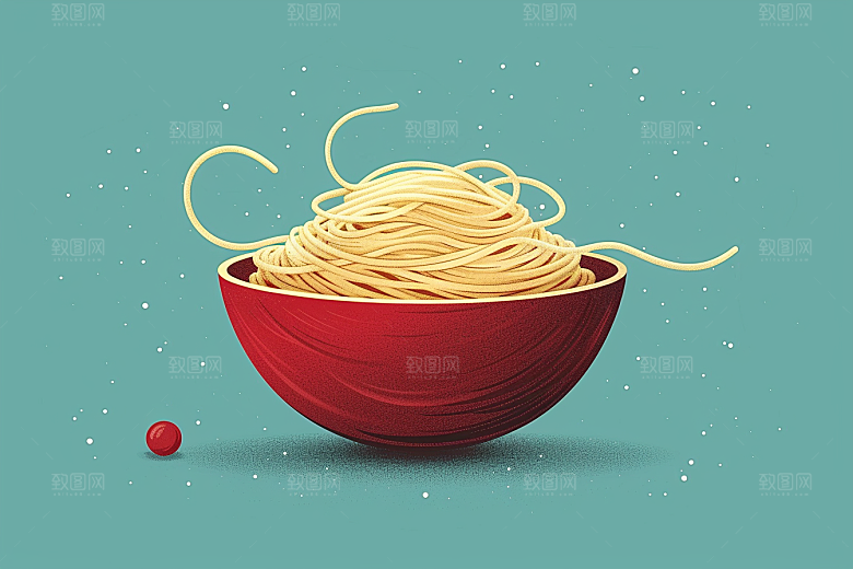 意大利面美味肉酱面插画
