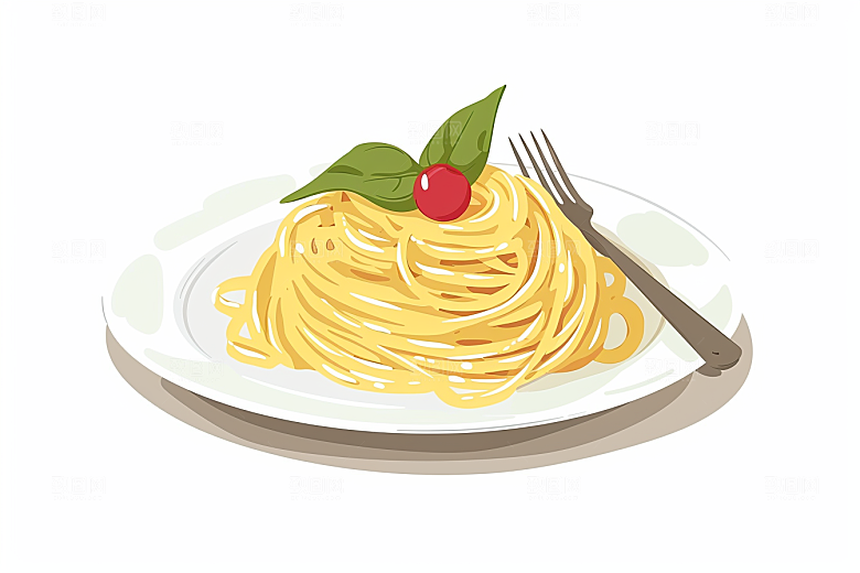 意大利面美味特色插画