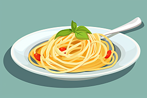 意大利面西餐番茄面插画