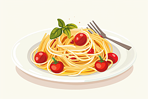 意大利面美食番茄面插画