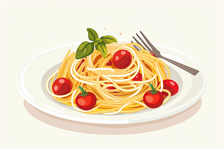 意大利面美食番茄面插画