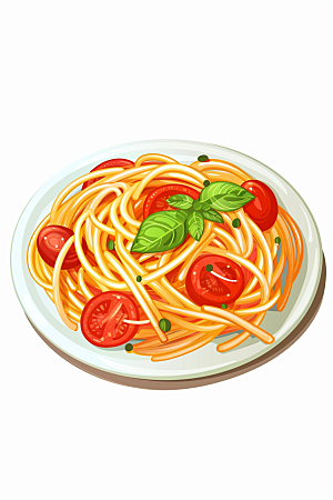意大利面主食西餐插画