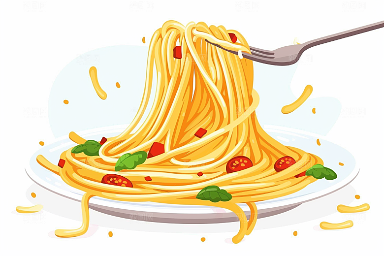 意大利面碳水肉酱面插画