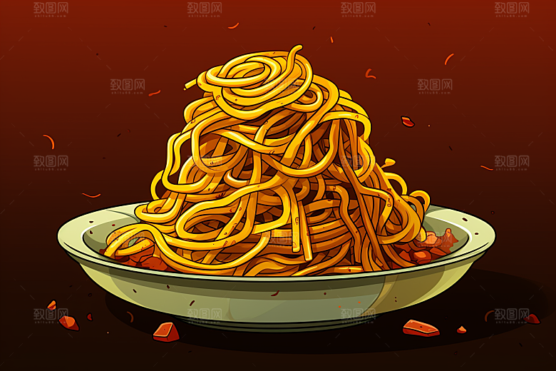 意大利面美味番茄面插画