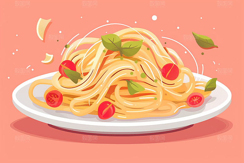 意大利面美味碳水插画