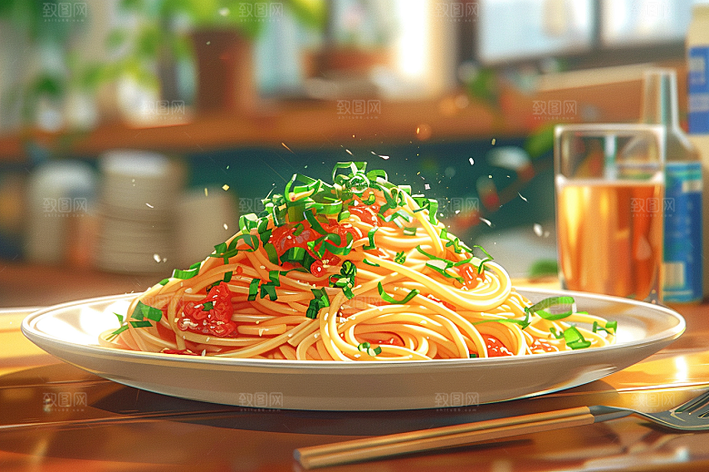 意大利面美食碳水插画