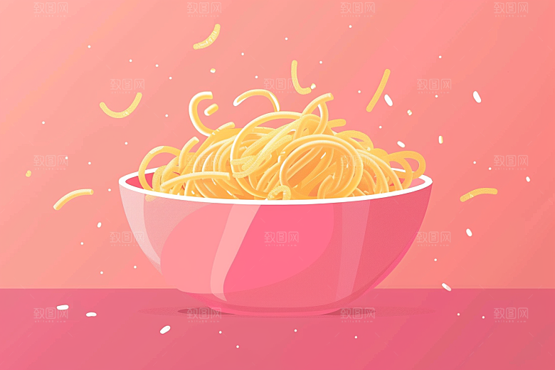 意大利面美食面条插画