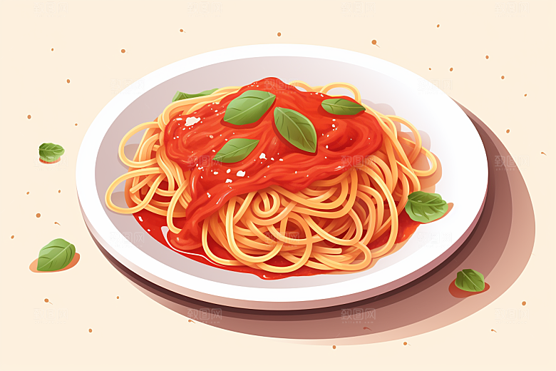 意大利面美食主食插画