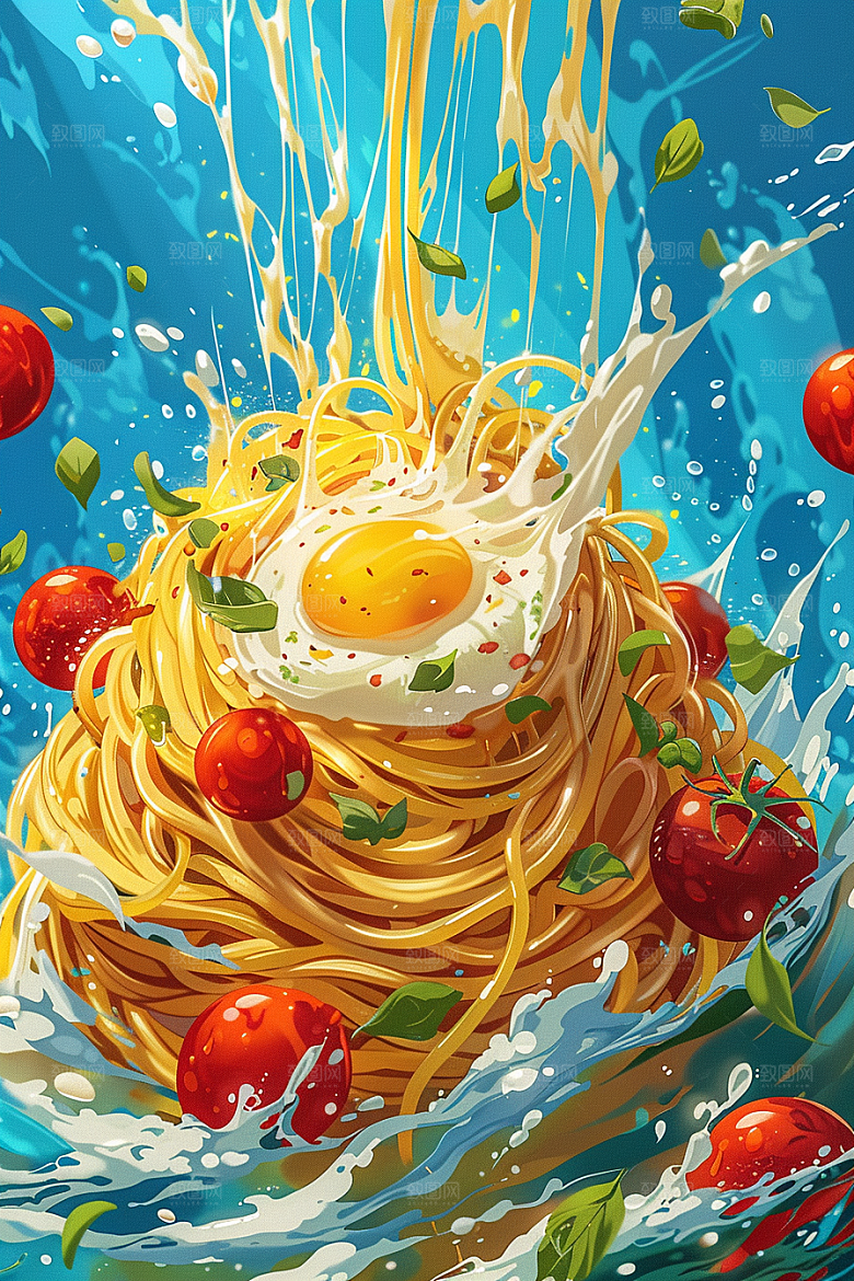 意大利面面条美味插画