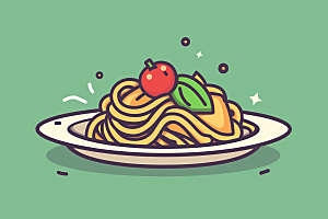 意大利面西餐番茄面插画