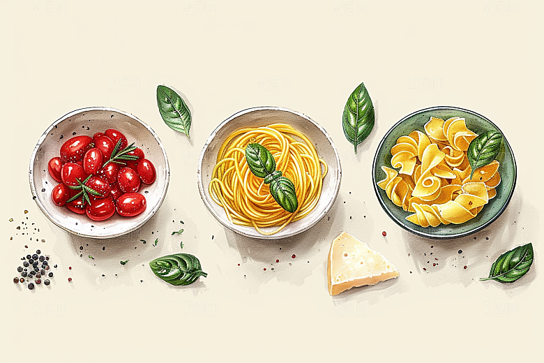 意大利面西餐主食插画