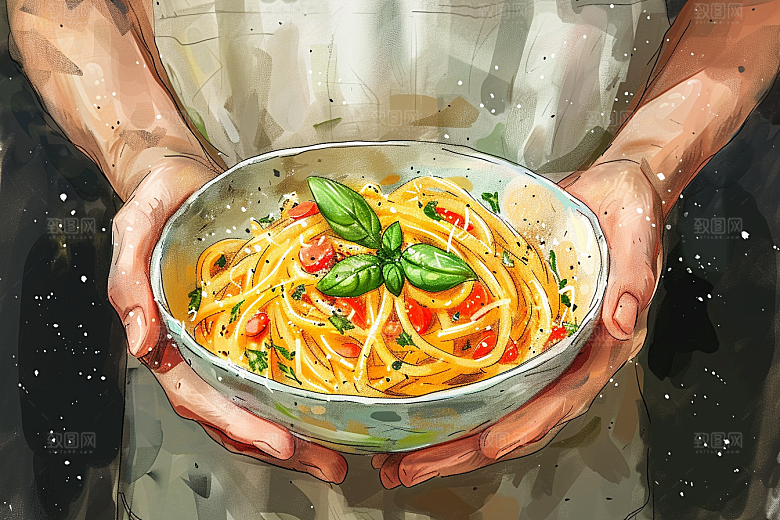 意大利面美味碳水插画
