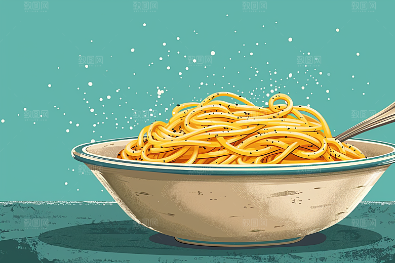 意大利面美食番茄面插画