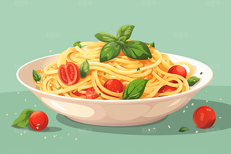 意大利面特色碳水插画