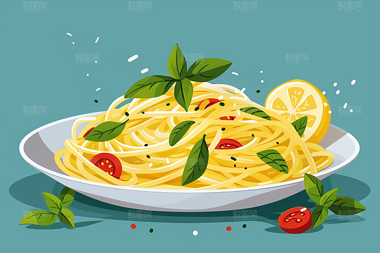 意大利面美味番茄面插画