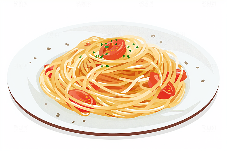意大利面艺术感美食插画