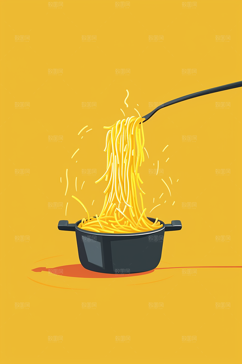 意大利面手绘面食插画