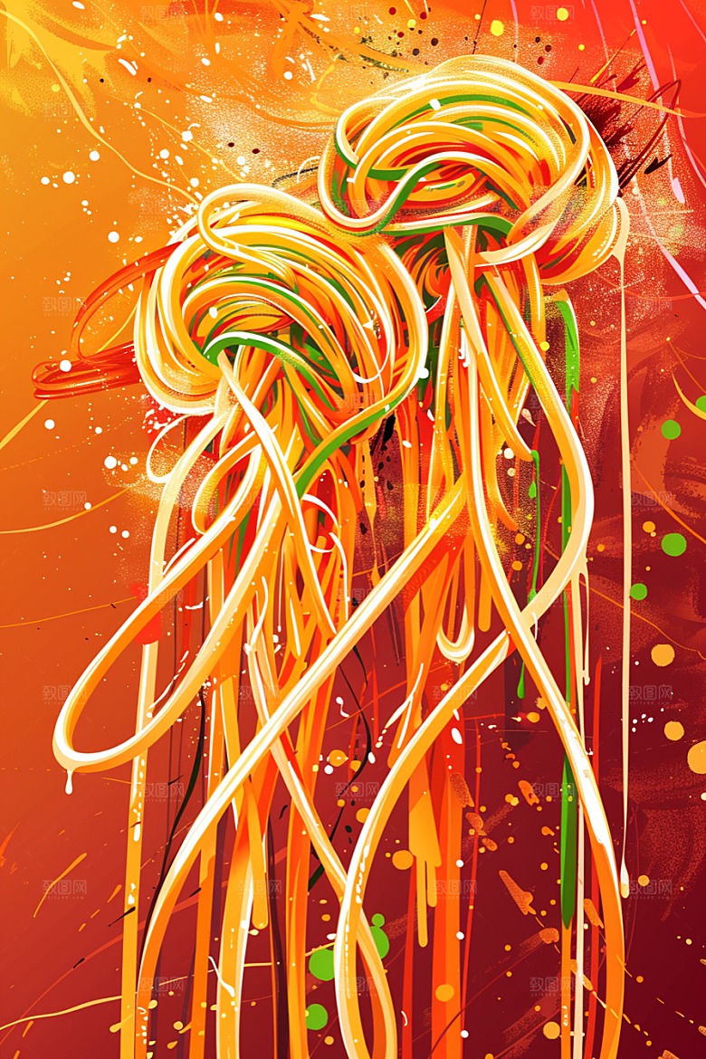 意大利面清新高清插画
