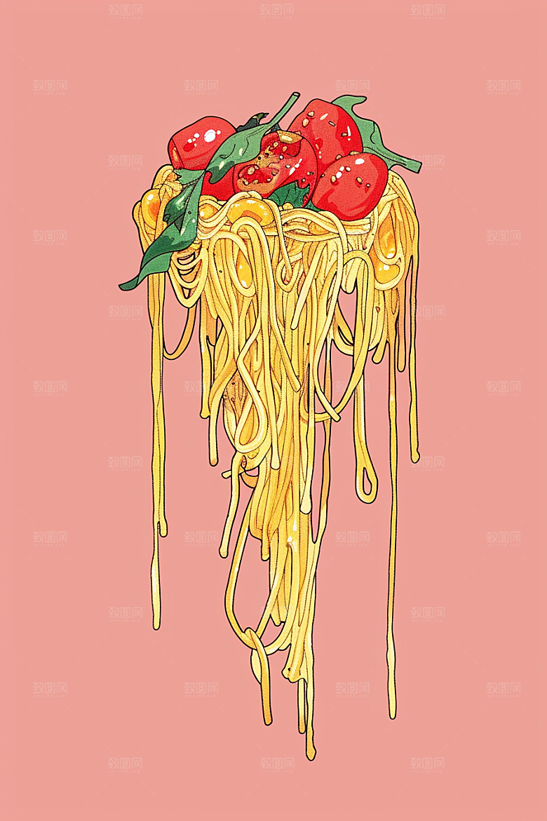 意大利面清新高清插画