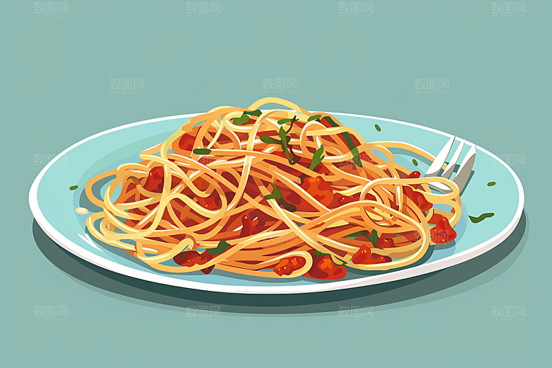 意大利面清新高清插画