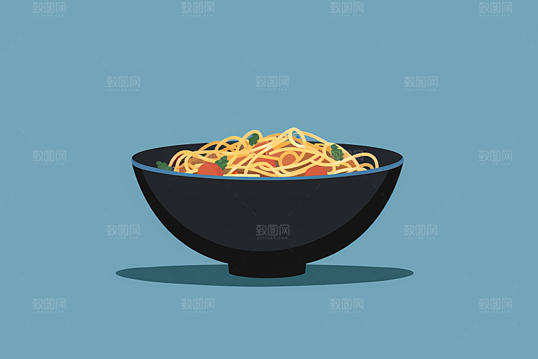 意大利面美食手绘插画
