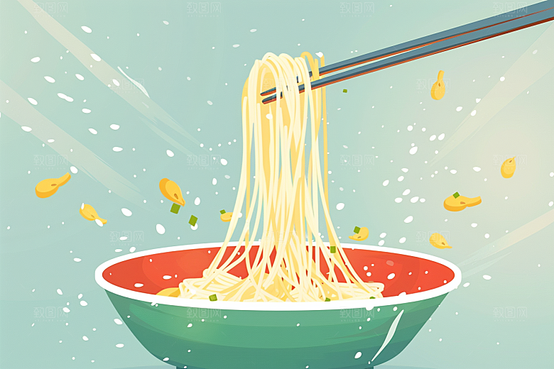 意大利面面条西餐插画