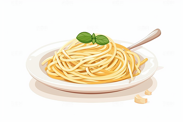意大利面面条美食插画