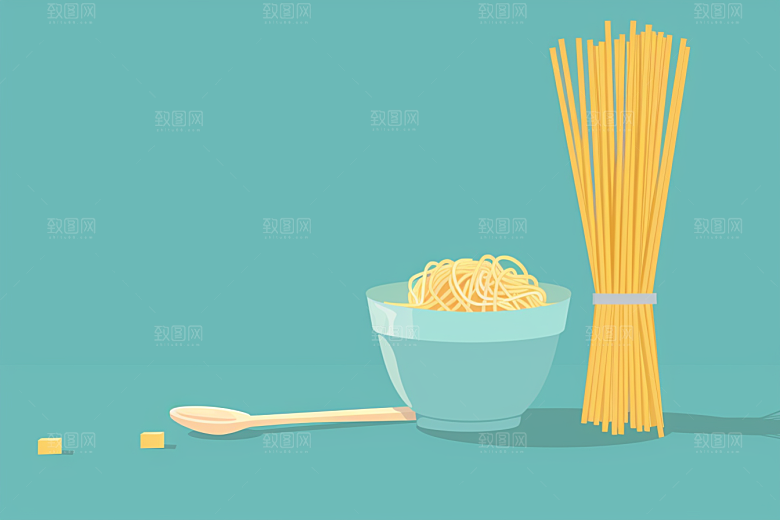 意大利面高清清新插画