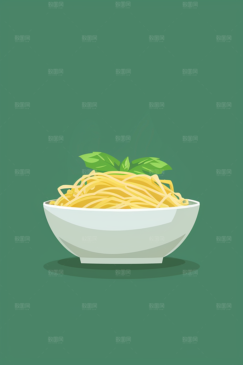 意大利面高清彩色插画