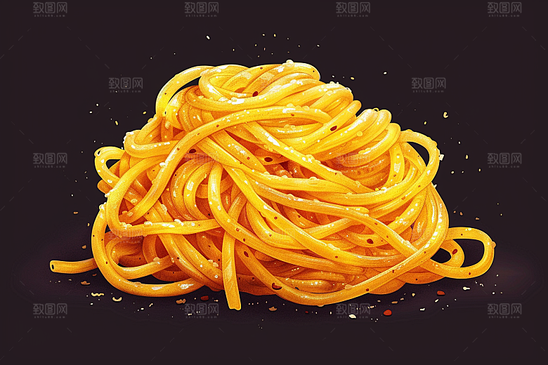意大利面彩色手绘插画