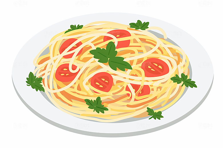 意大利面绘本风面食插画