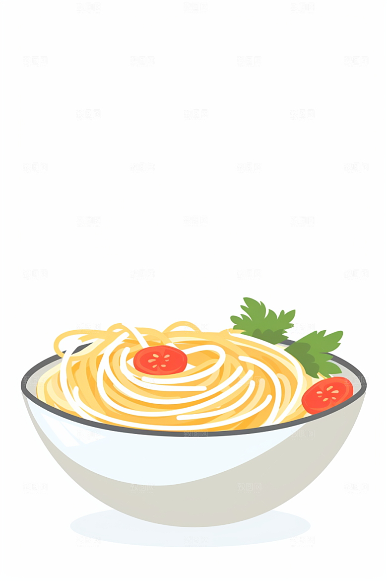 意大利面手绘美食插画