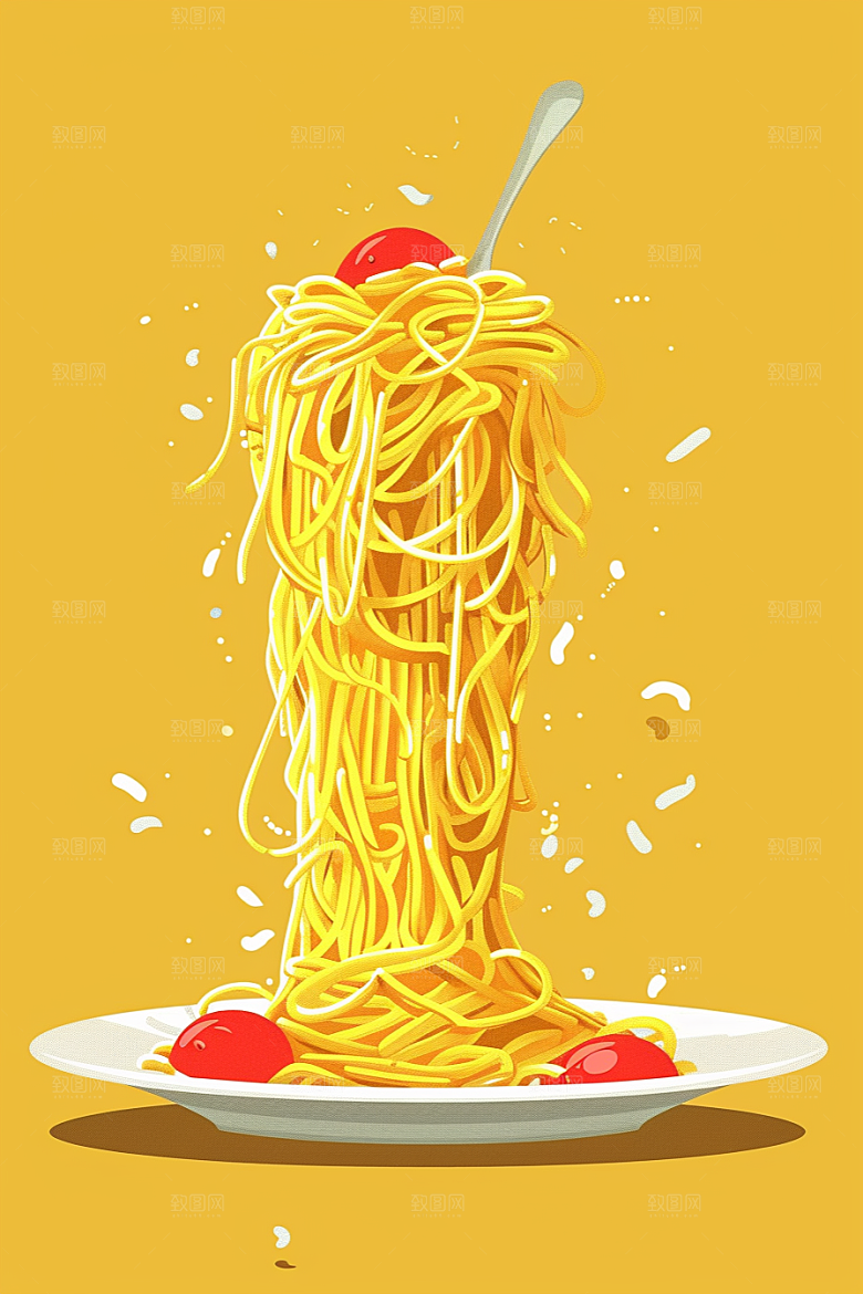 意大利面艺术感高清插画