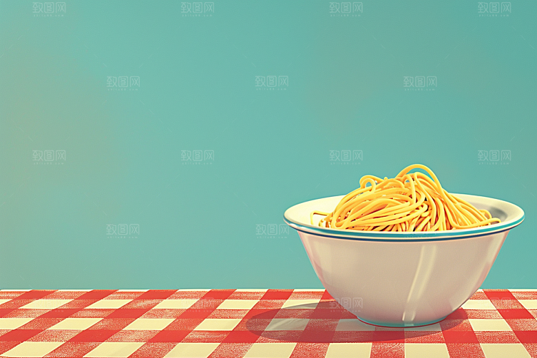 意大利面卡通绘本风插画