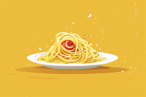 意大利面美食手绘插画