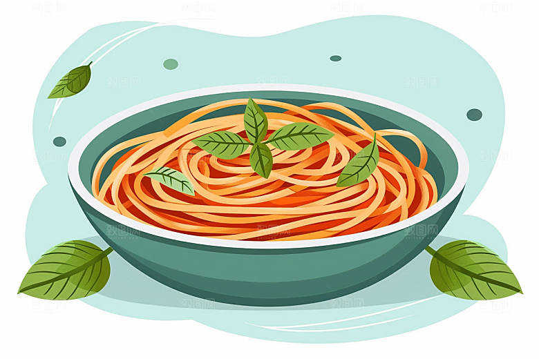 意大利面卡通面食插画