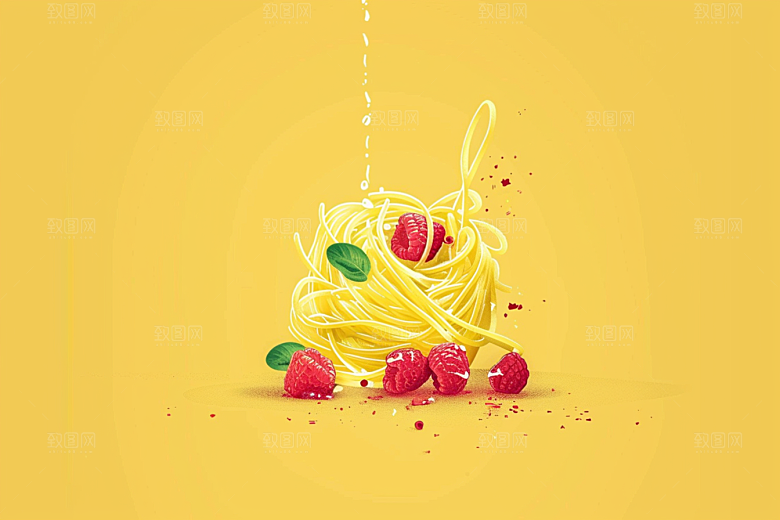 意大利面绘本风卡通插画