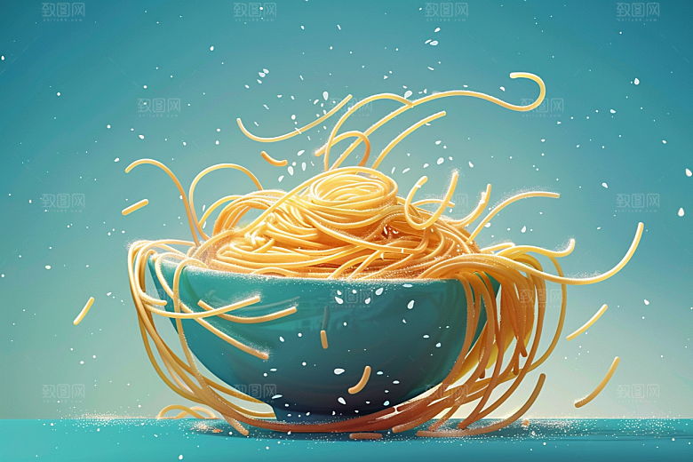 意大利面艺术感面条插画