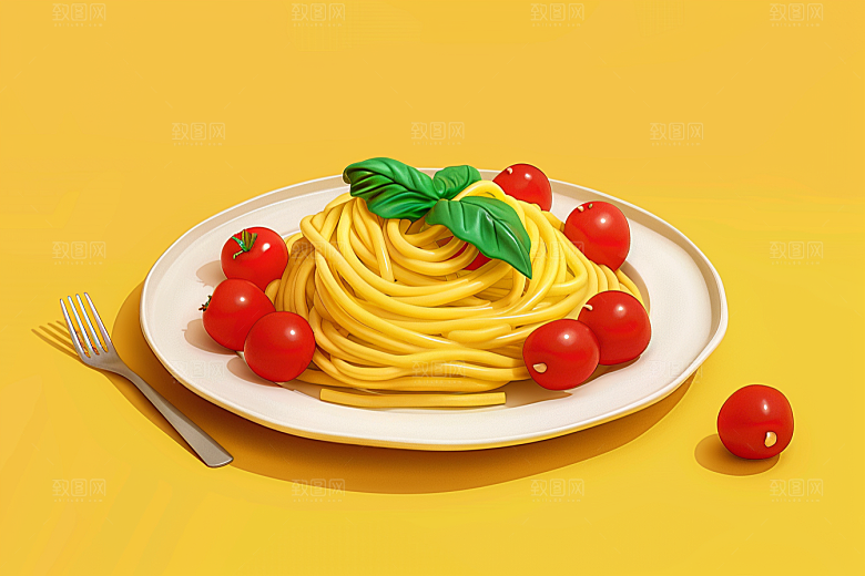 意大利面高清艺术感插画