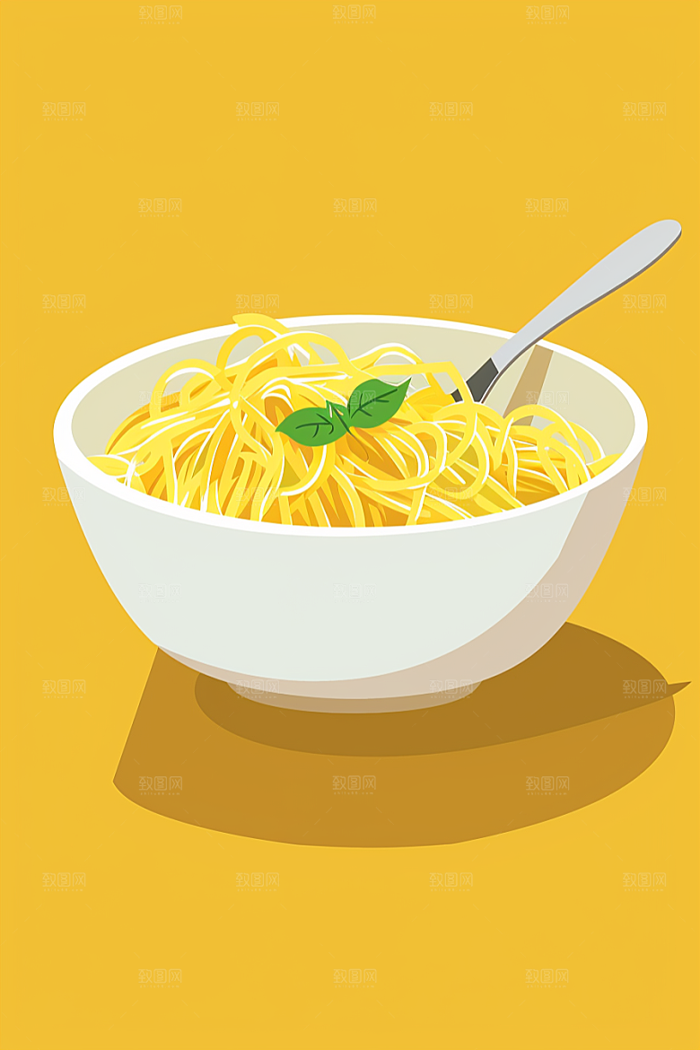 意大利面卡通面条插画