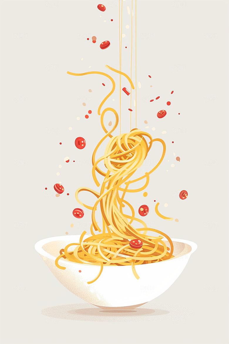 意大利面美食面条插画