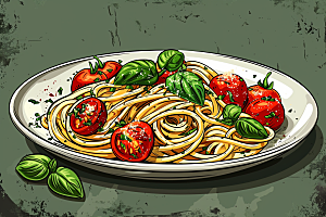 意大利面面食美食插画