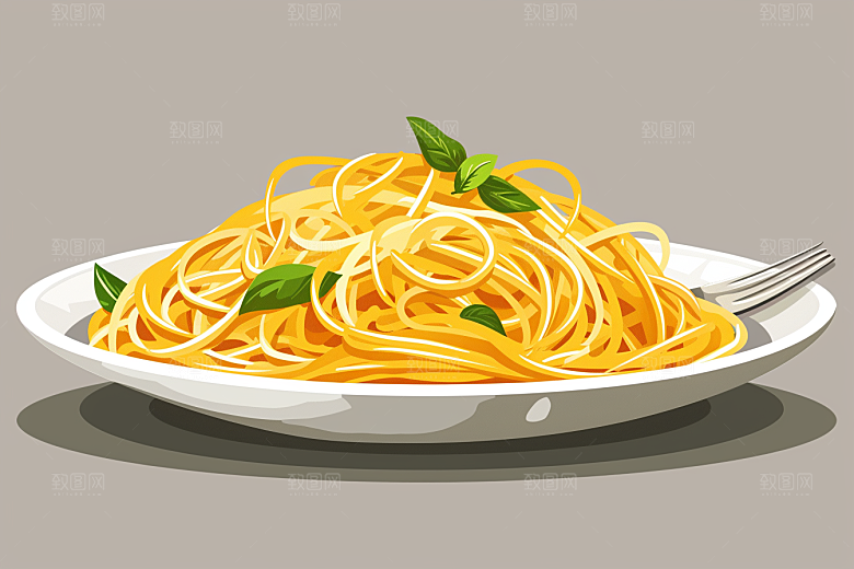 意大利面面条肉酱面插画