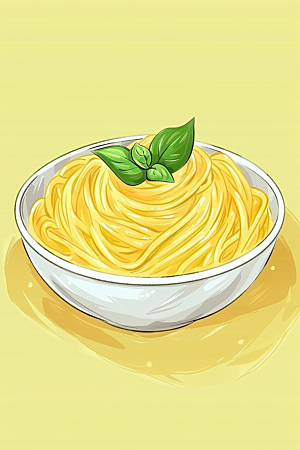 意大利面面条彩色插画
