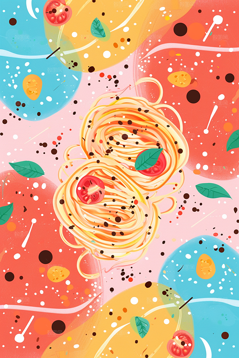 意大利面美食高清插画