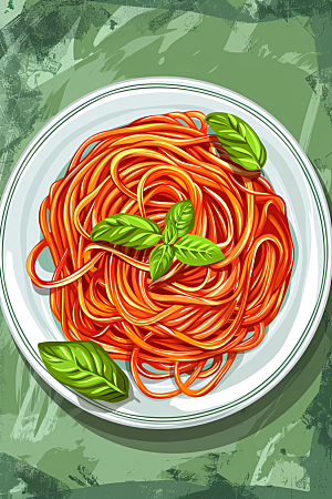 意大利面高清面食插画